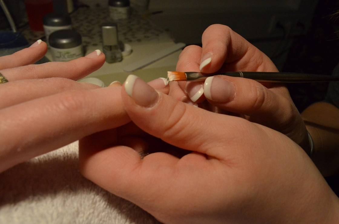 elegant natural french nails close-up
